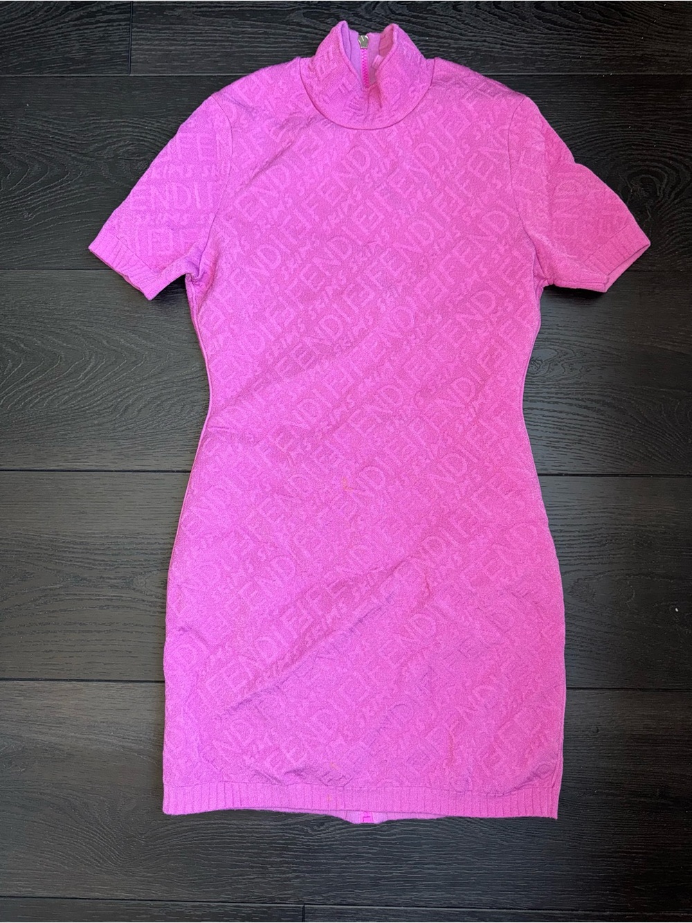 Fendi Purple Logo Jacquard Knit Mini Dress